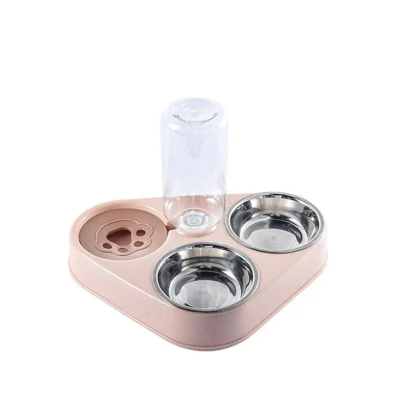 Avelena | 3In1 Haustier Hund Katze Futter Bowls Mit Flasche Automatische Trinkspender Brunnen Tragbar Strapazierfähig Edelstahl 3 Schalen Tierbedarf