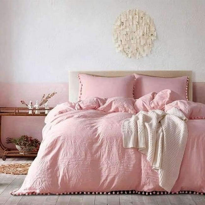 Avelena | 2/3Tlg Pink Bettwäsche Sets Mit Kleinen Ball Mikrofasern Stoff Twin Double Queen King Bettbezug Kissenbezug Bequemes Zuhause Textil