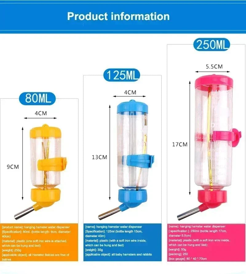 Avelena | Kunststoff Hamster Trinkwasserflasche Spender Futterspender Aufhängemechanismus Meerschweinchen Eichhörnchen Kaninchen Trinkflasche Haustier Trinkbrunnen
