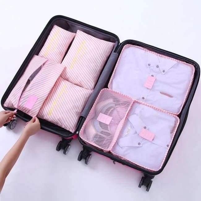 Avelena | 7-Teiliges Set Reisegepäck-Organizer Polyester Tragbare Reisepartition Tasche Aufbewahrungsbeutel Home-Organisationszubehör