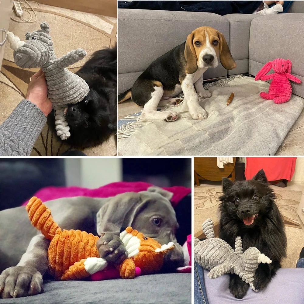 Avelena | Plüsch Hundespielzeug Tierform Bissfest Quietscher Spielsachen Kord Stoff Hundespielzeug für Kleine Große Hunde Welpen Haustier Trainingsgeräte