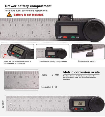 Avelena | Winkelzirkel Digitale Shoplineal Meter 360 Grad Zirkelscheibe Stahl Neigungsmesser Goniometer Elektronischer Winkelsperre