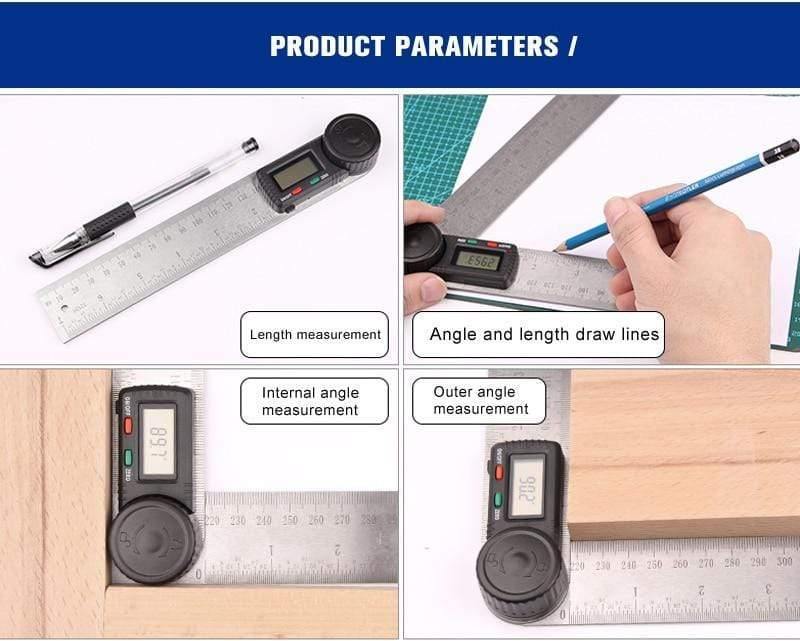 Avelena | Winkelzirkel Digitale Shoplineal Meter 360 Grad Zirkelscheibe Stahl Neigungsmesser Goniometer Elektronischer Winkelsperre
