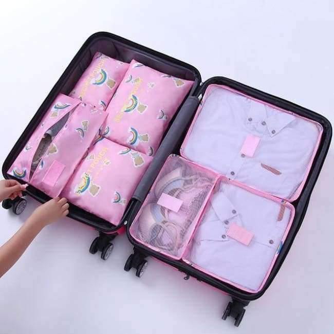 Avelena | 7-Teiliges Set Reisegepäck-Organizer Polyester Tragbare Reisepartition Tasche Aufbewahrungsbeutel Home-Organisationszubehör