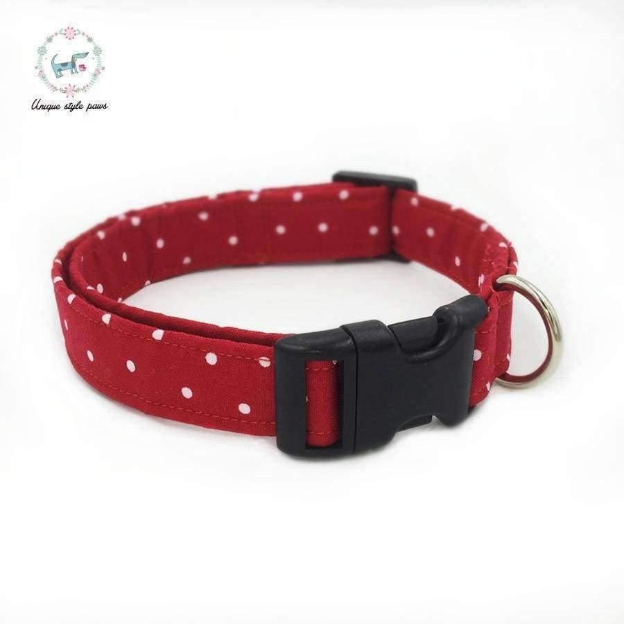 Avelena | Rot und Weiß Gepunktetes Hundehalsband-Set mit Blume Oder Fliege Personalisiertes Benutzerdefiniertes Haustierdesignprodukt Hund und Katzenhalskette Xs-Xl