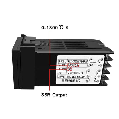 Avelena | Rex-C100 Digitale Pid Temperaturregler Thermostat Ssr Ausgang + Max. 40A Ssr Relais + K Thermoelementsonde Hohe Qualität