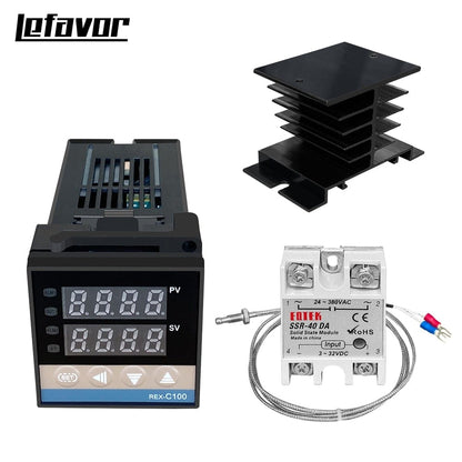 Avelena | Rex-C100 Digitale Pid Temperaturregler Thermostat Ssr Ausgang + Max. 40A Ssr Relais + K Thermoelementsonde Hohe Qualität