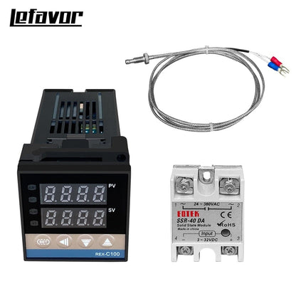 Avelena | Rex-C100 Digitale Pid Temperaturregler Thermostat Ssr Ausgang + Max. 40A Ssr Relais + K Thermoelementsonde Hohe Qualität