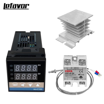 Avelena | Rex-C100 Digitale Pid Temperaturregler Thermostat Ssr Ausgang + Max. 40A Ssr Relais + K Thermoelementsonde Hohe Qualität