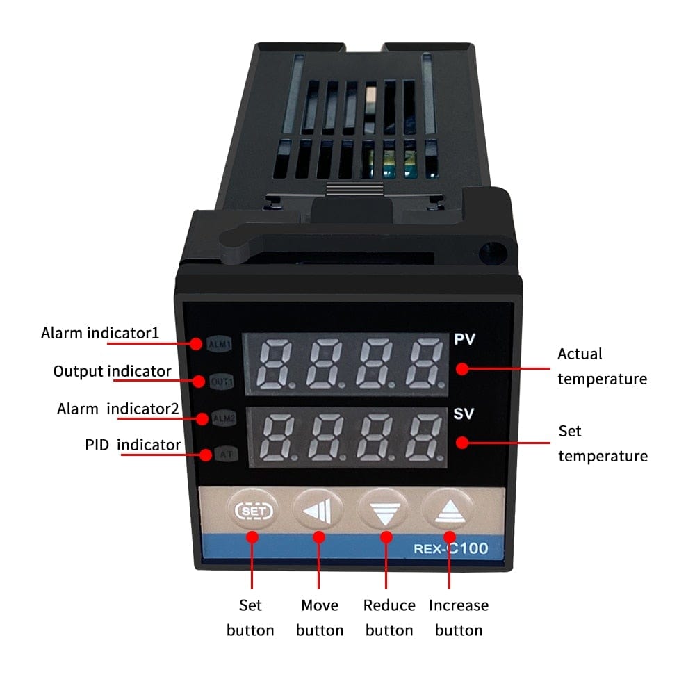 Avelena | Rex-C100 Digitale Pid Temperaturregler Thermostat Ssr Ausgang + Max. 40A Ssr Relais + K Thermoelementsonde Hohe Qualität