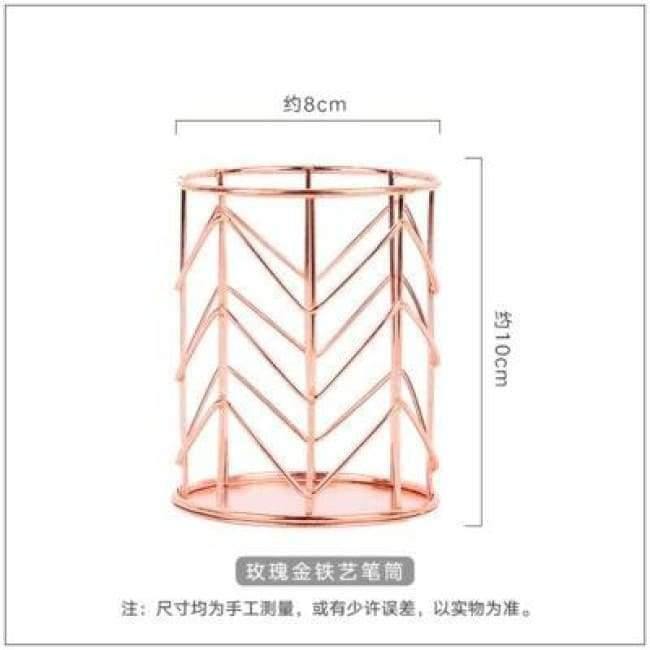 Avelena | 1 Stück Rose Gold Metall Stift Halter Box Fall Organizer Home Schreibtisch Schreibwaren Dekor Büro Schule Schreibtisch Zubehör Supplies H0176