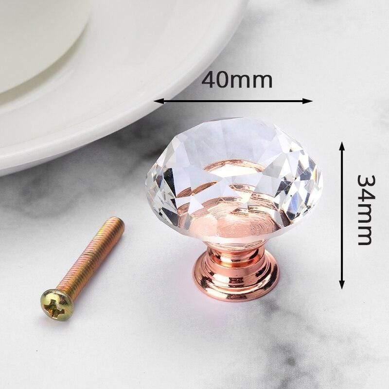 Avelena | 40Mm Diamantförmige Kristallglas Knöpfe Schrankzüge Schubladenknöpfe Küchenmöbelgriffe Möbelgriff Hardware