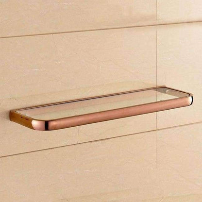 Avelena | Qualitäts Badezimmerregale Dicke Quadratische Glasregale Kosmetik Shampoo Duschregal Kupfer Goldene Zubehör 1020