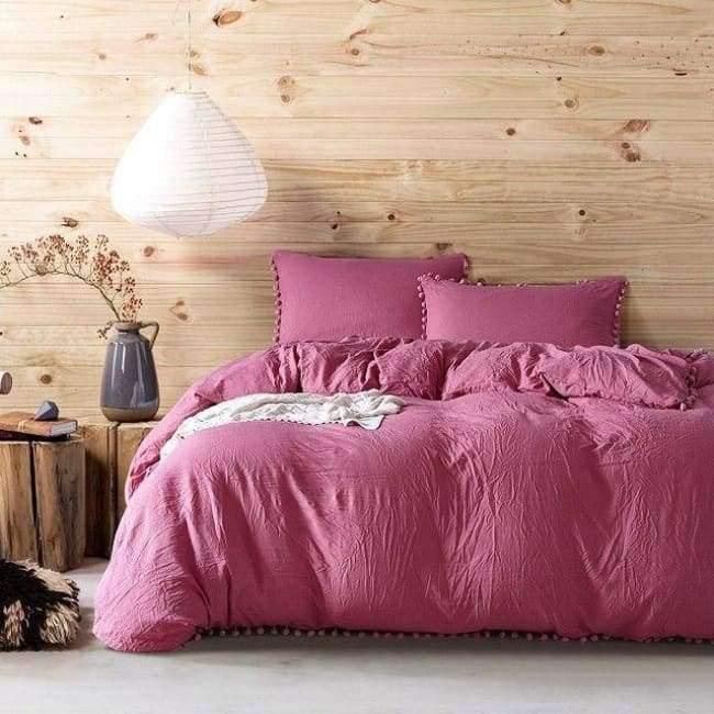 Avelena | 2/3Tlg Pink Bettwäsche Sets Mit Kleinen Ball Mikrofasern Stoff Twin Double Queen King Bettbezug Kissenbezug Bequemes Zuhause Textil