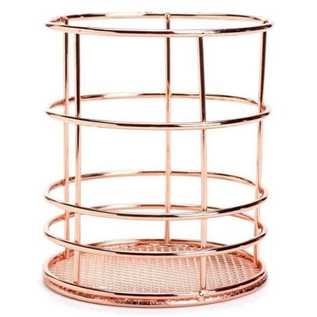 Avelena | 1 Stck Roségold Metall Stifthalter Etui Halter Box Organizer Wohnkultur Tisch Schreibtisch Zubehör Büromaterial Tisch Schreibtisch Zubehör