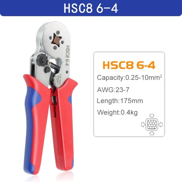 Avelena | Tubular-Terminal-Crimptool Hsc8 6-4/6-6/16-6 Max 0.08-16Mm² Draht Mini-Ferrule Crimpzange Yefym Haushalts-Elektroset