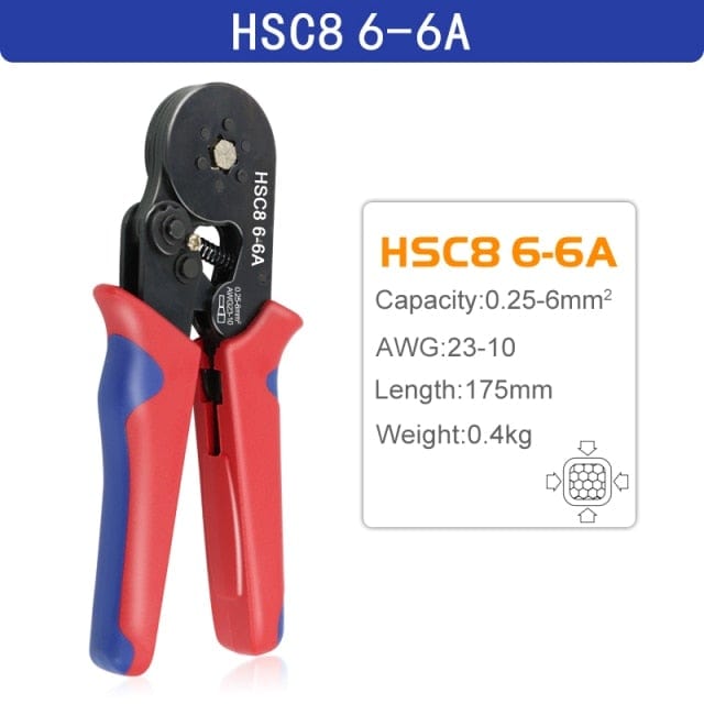 Avelena | Tubular-Terminal-Crimptool Hsc8 6-4/6-6/16-6 Max 0.08-16Mm² Draht Mini-Ferrule Crimpzange Yefym Haushalts-Elektroset