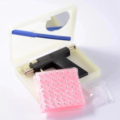Avelena | 98 Stück Professionelles Ohrenpiercing-Pistolenset, Ohrringe Nase Bauchnabel Lippen Zunge Piercing Pistole Maschine Sicherheitssteril Piercer