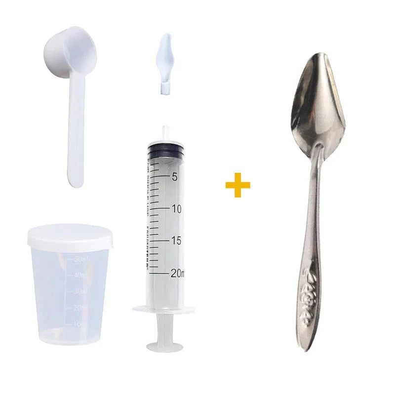 Avelena | Vogel Papagei Futterlöffel mit Hand-Spritze Babyvogel Wasser Milch Medizin Fütterungsspritze 20Ml