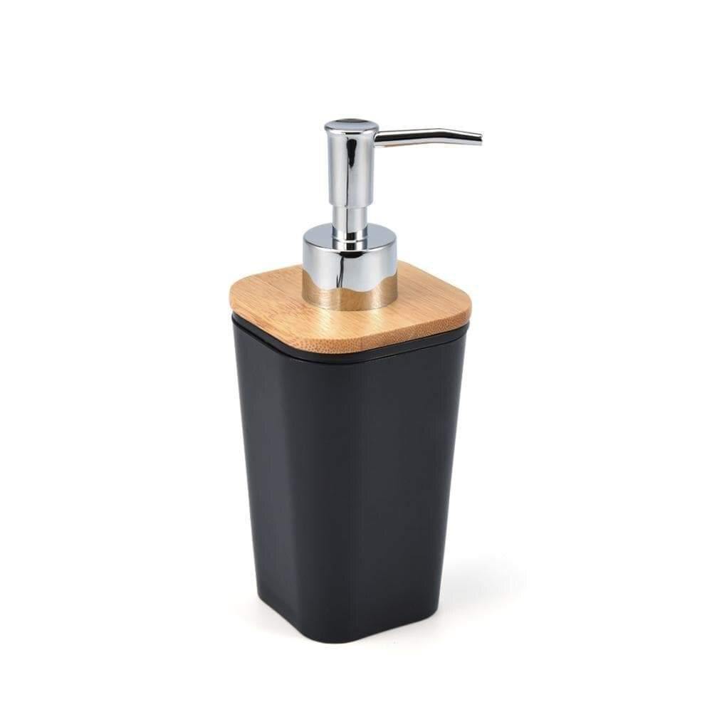 Avelena | Set Aus 6 Smartloc Kunststoff-Badezimmerzubehör Set Zahnbürstenhalter Zahnpastaspender Box Seifenbox Duschablage Schwarz