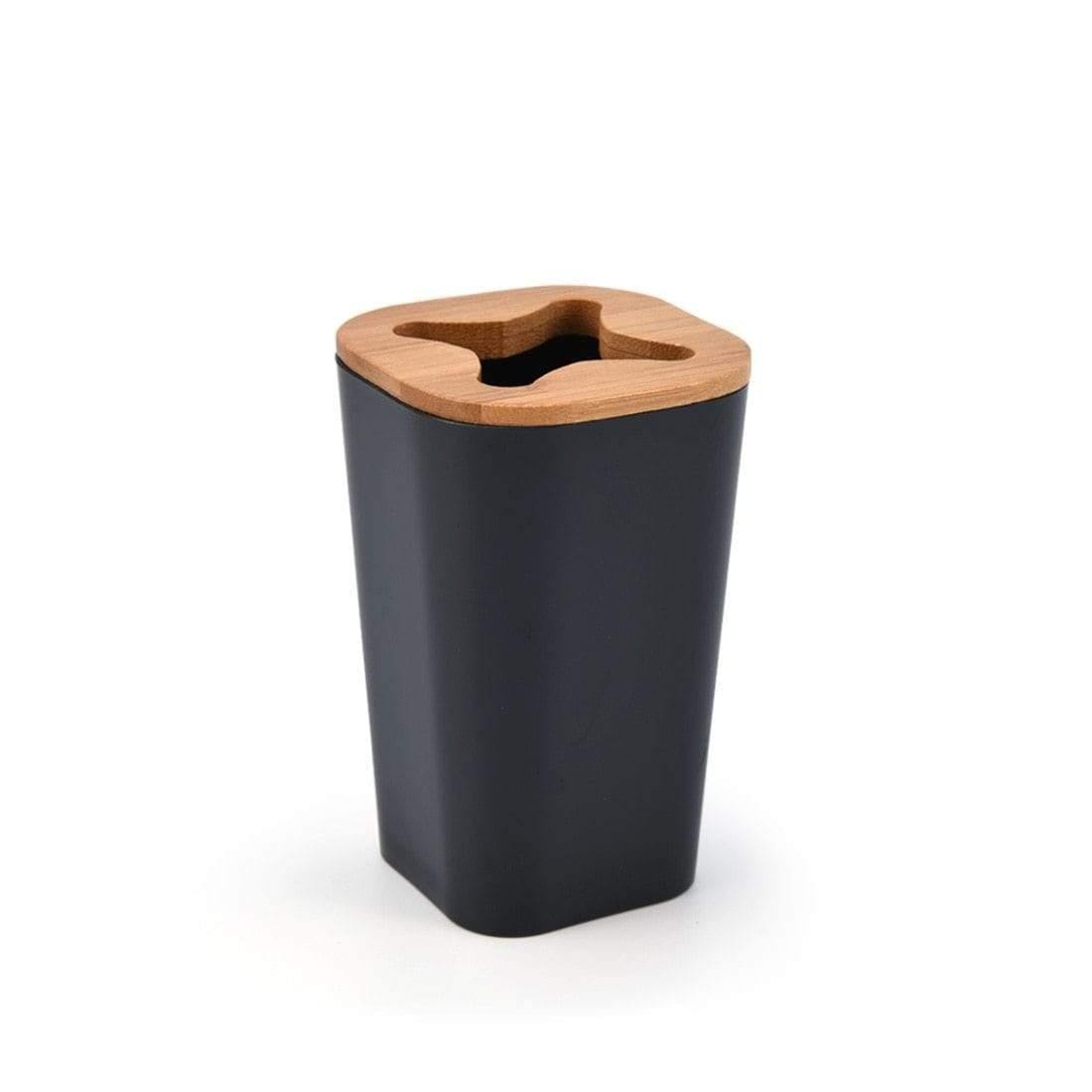 Avelena | Set Aus 6 Smartloc Kunststoff-Badezimmerzubehör Set Zahnbürstenhalter Zahnpastaspender Box Seifenbox Duschablage Schwarz