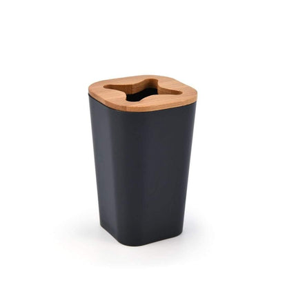 Avelena | Set Aus 6 Smartloc Kunststoff-Badezimmerzubehör Set Zahnbürstenhalter Zahnpastaspender Box Seifenbox Duschablage Schwarz