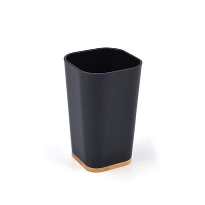 Avelena | Set Aus 6 Smartloc Kunststoff-Badezimmerzubehör Set Zahnbürstenhalter Zahnpastaspender Box Seifenbox Duschablage Schwarz