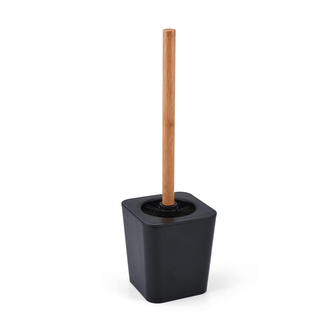 Avelena | Set Aus 6 Smartloc Kunststoff-Badezimmerzubehör Set Zahnbürstenhalter Zahnpastaspender Box Seifenbox Duschablage Schwarz