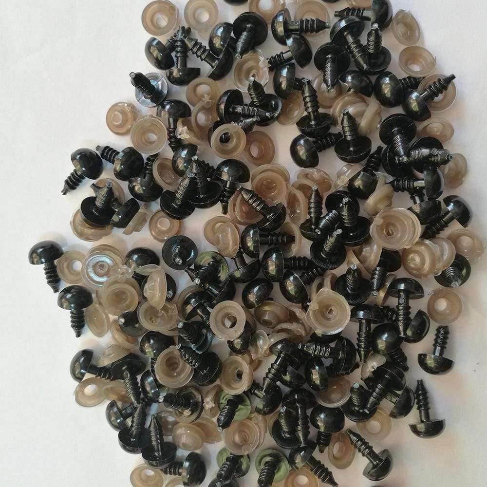 Avelena | Nähknöpfe Schwarze Kunststoff Puppenaugen Sicherheitsaugen für Teddybären Plüschtiere Snap Tier Scrapbooking Puppen Bastelaugen
