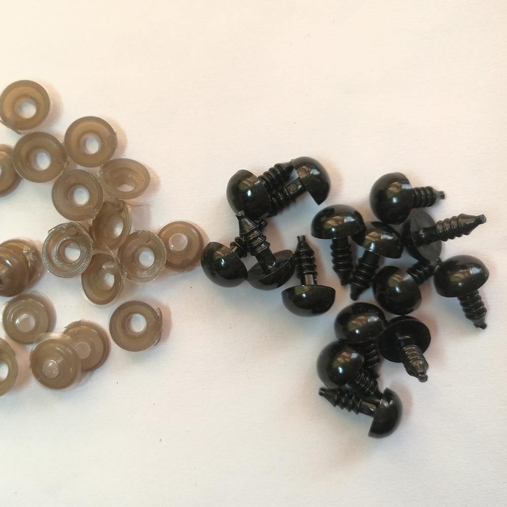 Avelena | Nähknöpfe Schwarze Kunststoff Puppenaugen Sicherheitsaugen für Teddybären Plüschtiere Snap Tier Scrapbooking Puppen Bastelaugen