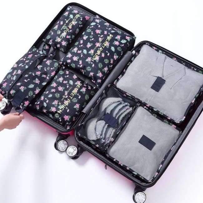 Avelena | 7-Teiliges Set Reisegepäck-Organizer Polyester Tragbare Reisepartition Tasche Aufbewahrungsbeutel Home-Organisationszubehör