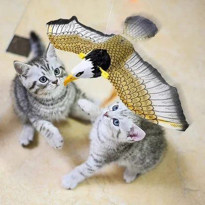 Avelena | Simulation Vogel Interaktive Katze Spielzeuge Elektrisch Hängender Adler Fliegender Vogel Katzen Teaser Spiel Katzenstock Kratzbrett Kuscheltier Spielzeug