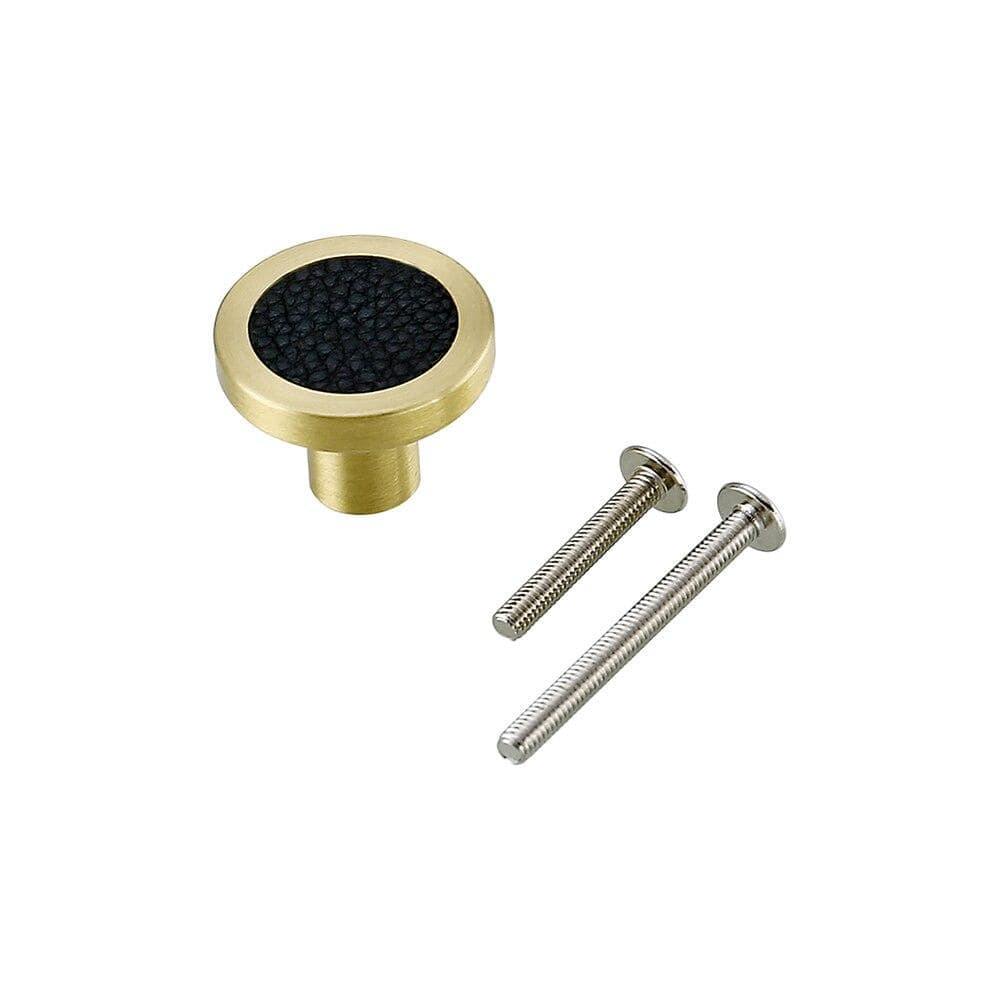 Avelena | 1Pcs Schrankgriffe Massiv Messing Schrank Kleiderschrank Ziehen Schwarzes Leder Hardware Schublade Möbel Türgriffe Kommode Ziehen