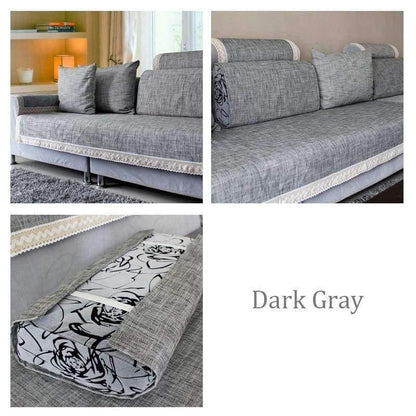 Avelena | Grau Sofa Bezug Sofa Kissen Baumwolle Leinen Stoff Mode Vier Jahreszeiten Verfügbar Zuhause Hochzeit Dekor Sofa Handtuch