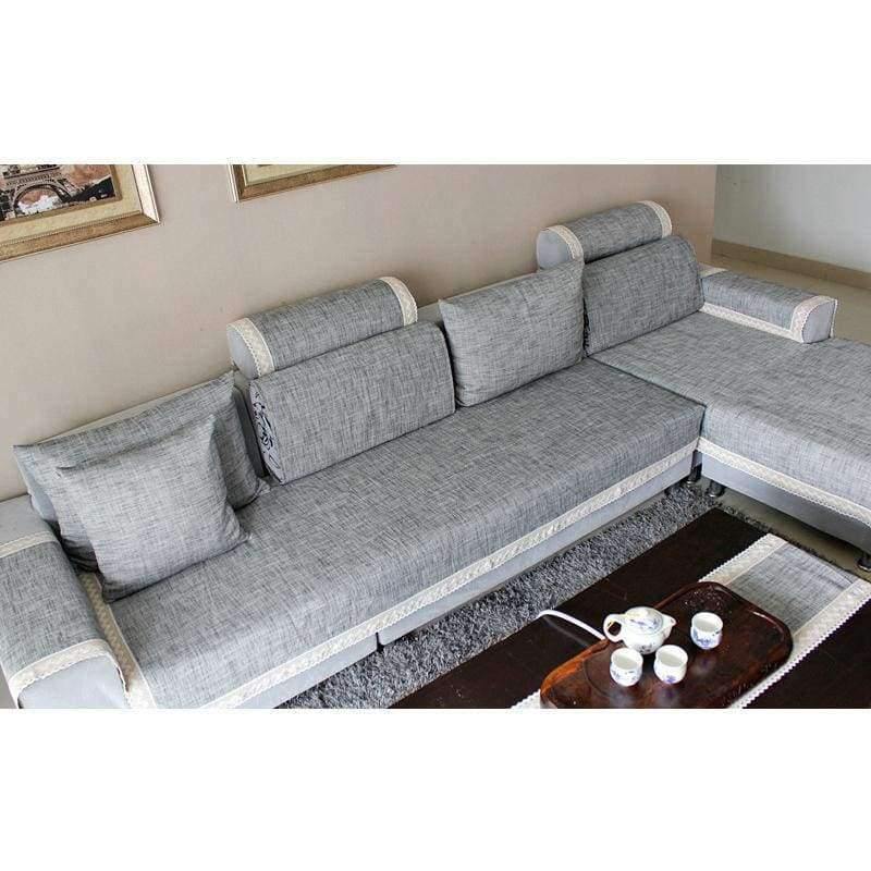 Avelena | Grau Sofa Bezug Sofa Kissen Baumwolle Leinen Stoff Mode Vier Jahreszeiten Verfügbar Zuhause Hochzeit Dekor Sofa Handtuch