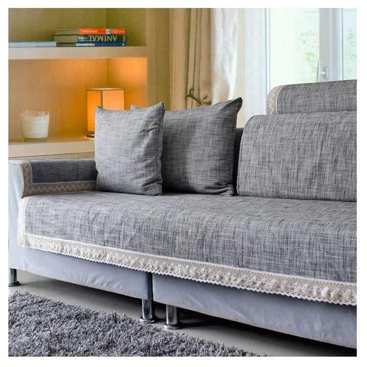 Avelena | Grau Sofa Bezug Sofa Kissen Baumwolle Leinen Stoff Mode Vier Jahreszeiten Verfügbar Zuhause Hochzeit Dekor Sofa Handtuch