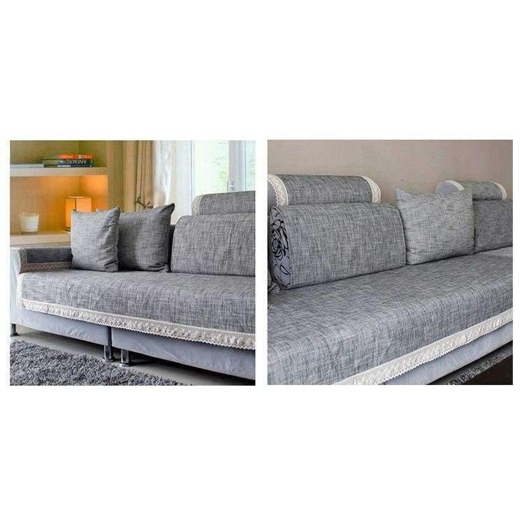 Avelena | Grau Sofa Bezug Sofa Kissen Baumwolle Leinen Stoff Mode Vier Jahreszeiten Verfügbar Zuhause Hochzeit Dekor Sofa Handtuch