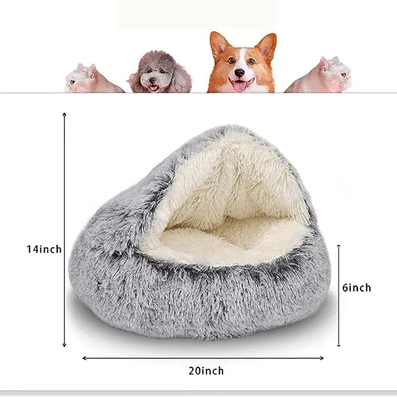 Avelena | Weiche Plüsch Haustierbett mit Bezug Runde Katzenbett Haustiermatratze Warmes Schlafnest für Katzen und Hunde Höhle 2 In 1 für Kleine Hunde