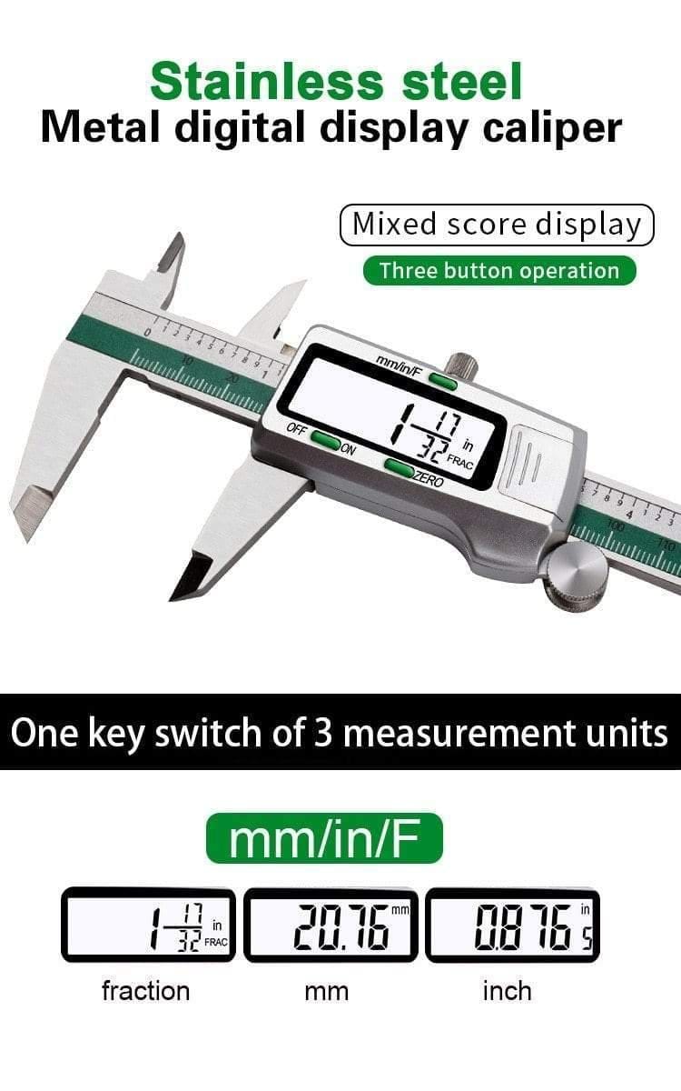 Avelena | Edelstahl Digitaler Messschieber 150Mm Fraktion/Mm/Zoll Lcd Display Messschieber Hochpräzisionsmesswerkzeug