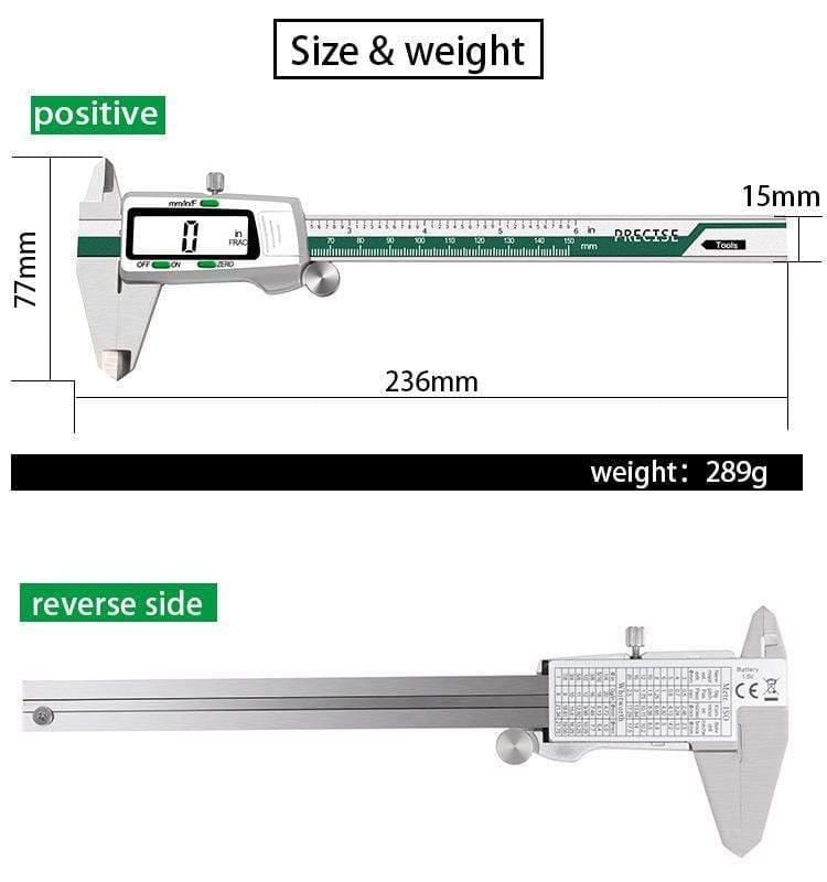 Avelena | Edelstahl Digitaler Messschieber 150Mm Fraktion/Mm/Zoll Lcd Display Messschieber Hochpräzisionsmesswerkzeug