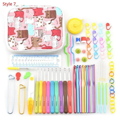 Avelena | Häkelhakenset mit Tasche 35 Stile Stricknadeln Set Diy Nadel Kunsthandwerk Scheren Maschenmarker Nähwerkzeuge