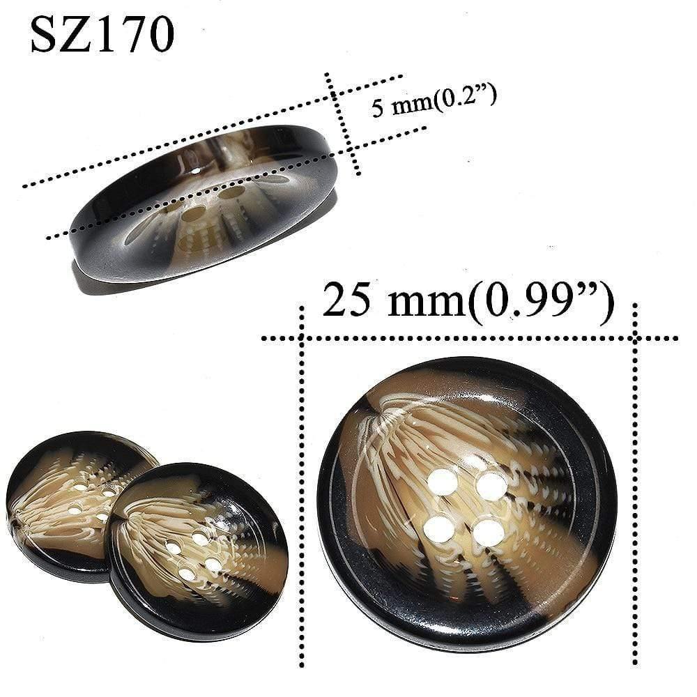 Avelena | 10 Stück 25 Mm Große Matte Runde Modeharzknöpfe Nähzubehör für Mäntel Anzüge Dekorative Fancy Knopf Handgemacht 4 Löcher