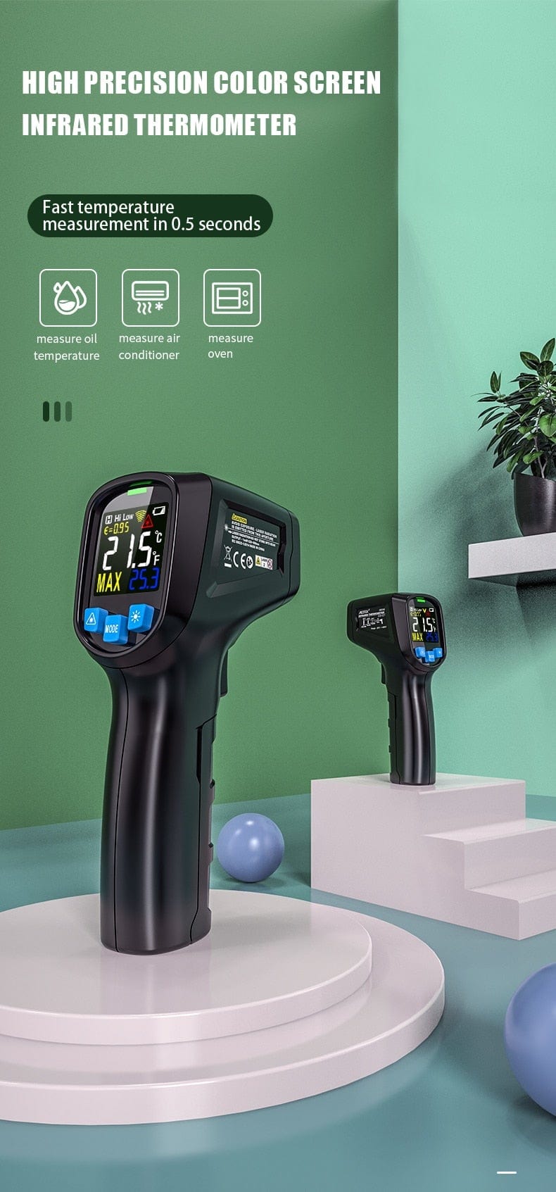 Avelena | Thermometer Digital 800 Grad Infrarotthermometer Thermalkamera Lasertemperaturen Pyrometer Hygrometer Thermostat Termometro