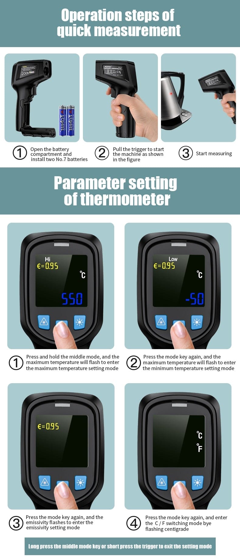Avelena | Thermometer Digital 800 Grad Infrarotthermometer Thermalkamera Lasertemperaturen Pyrometer Hygrometer Thermostat Termometro