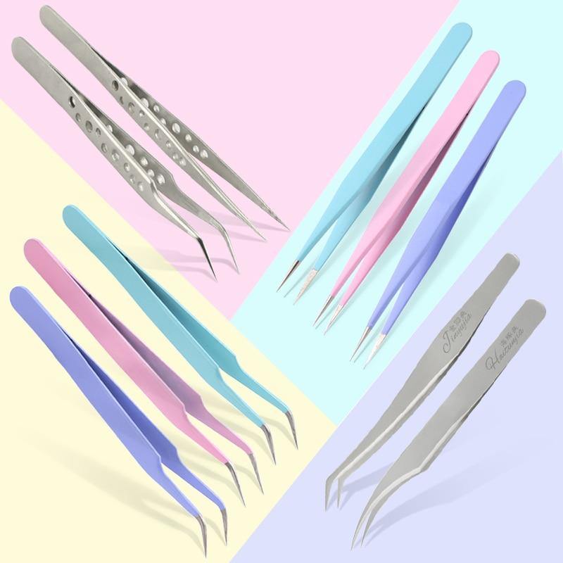 Avelena | Hochwertige Edelstahlpinzetten Regenbogenfarbe Gerade Biegung Esd Multifunktionale Wimpernzangen für Nagel Nähen Diy