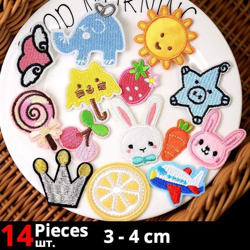 Avelena | Süße Anime Cartoon Kinder Bügelpatches für Kleidung Aufkleber Nähen Stickerei Patch Auf Kleidung Anwendung Streifen Mische Packung
