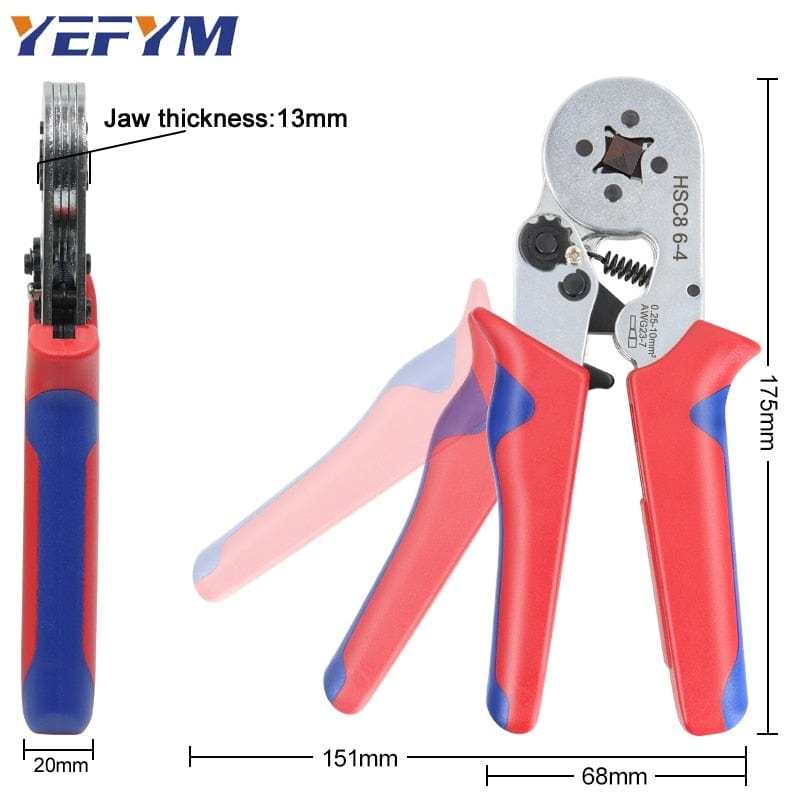 Avelena | Tubular-Terminal-Crimptool Hsc8 6-4/6-6/16-6 Max 0.08-16Mm² Draht Mini-Ferrule Crimpzange Yefym Haushalts-Elektroset