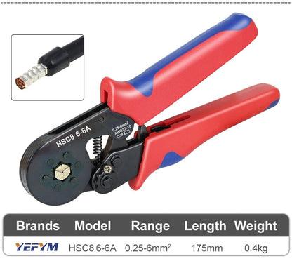 Avelena | Tubular-Terminal-Crimptool Hsc8 6-4/6-6/16-6 Max 0.08-16Mm² Draht Mini-Ferrule Crimpzange Yefym Haushalts-Elektroset