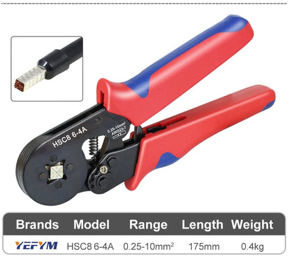 Avelena | Tubular-Terminal-Crimptool Hsc8 6-4/6-6/16-6 Max 0.08-16Mm² Draht Mini-Ferrule Crimpzange Yefym Haushalts-Elektroset