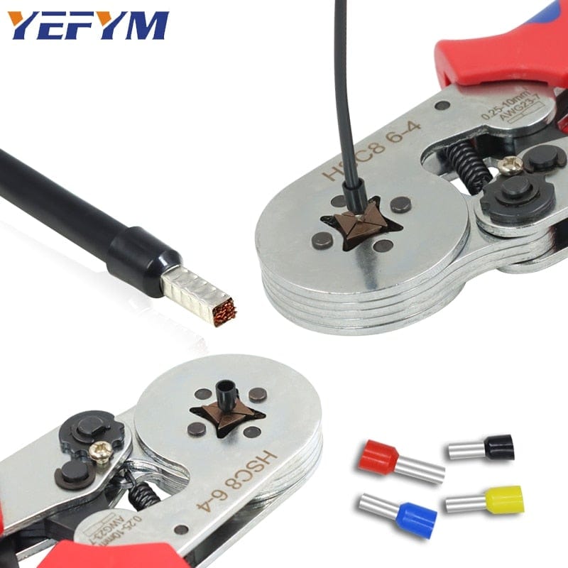 Avelena | Tubular-Terminal-Crimptool Hsc8 6-4/6-6/16-6 Max 0.08-16Mm² Draht Mini-Ferrule Crimpzange Yefym Haushalts-Elektroset